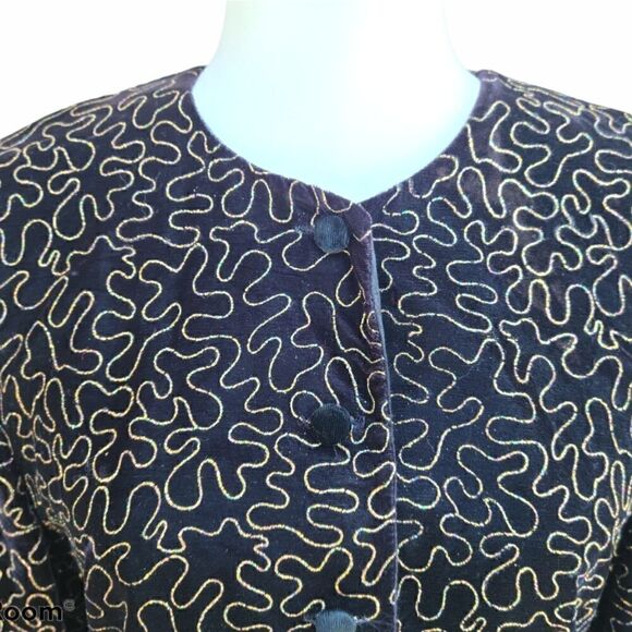 Norton McNaughton Black Velvet Gold Detail Blazer - Picture 12 of 13